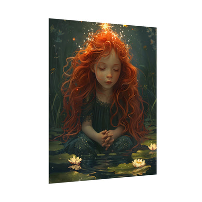 Sparkly Redhead Daydream: Young Girl Digital Art - Poster