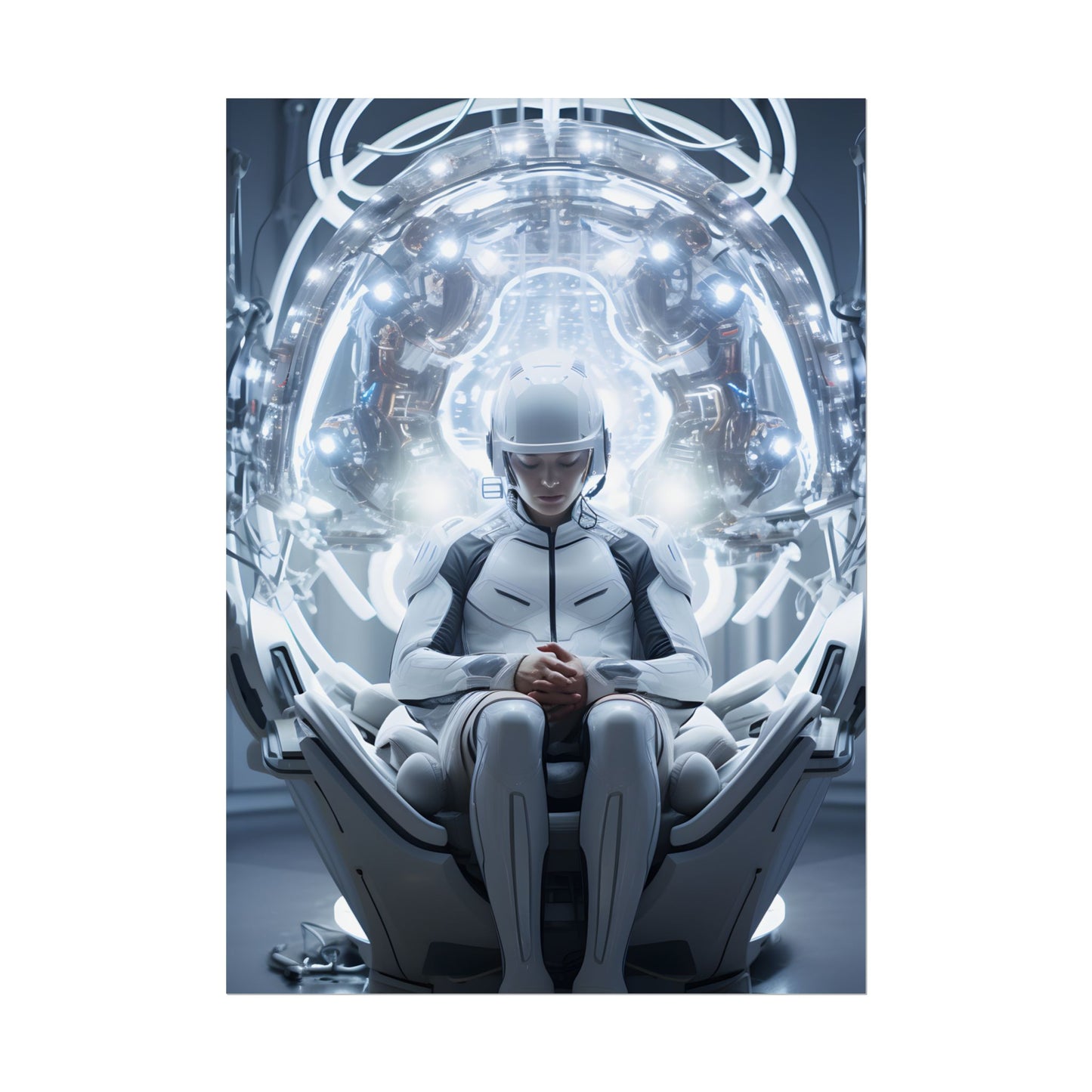 Elderly Man in a Complex Web: Medical Experiment Artwork - Poster