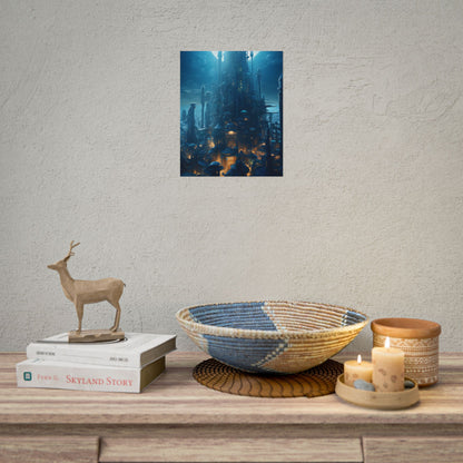 Underwater Futuristic Cityscape: Close Up Digital Artwork - Poster
