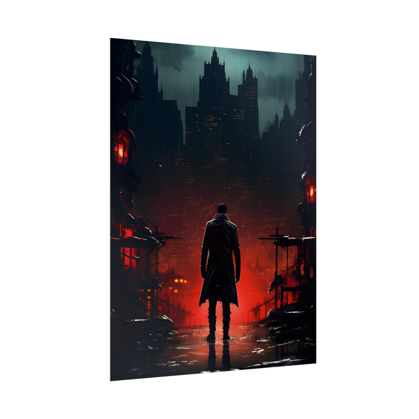 Urban Fantasy Detective: Cityscape at Dusk - Noir Artwork - Poster