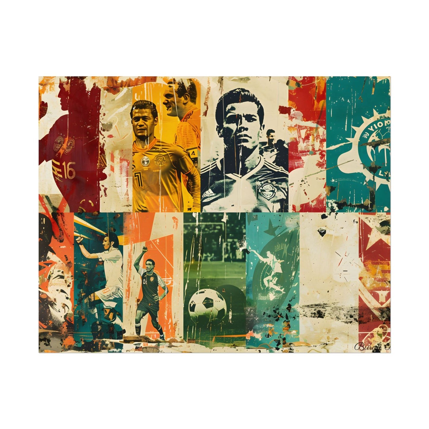 Vintage Soccer Posters: Retro Sports Art Collage - Poster