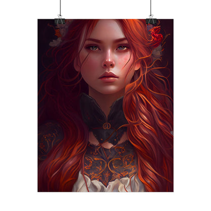 Redhead Female Portrait in a Dress - Poster