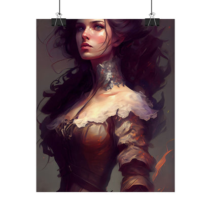 Lovely Brown Hair Portrait: Stunning Female Art - Poster
