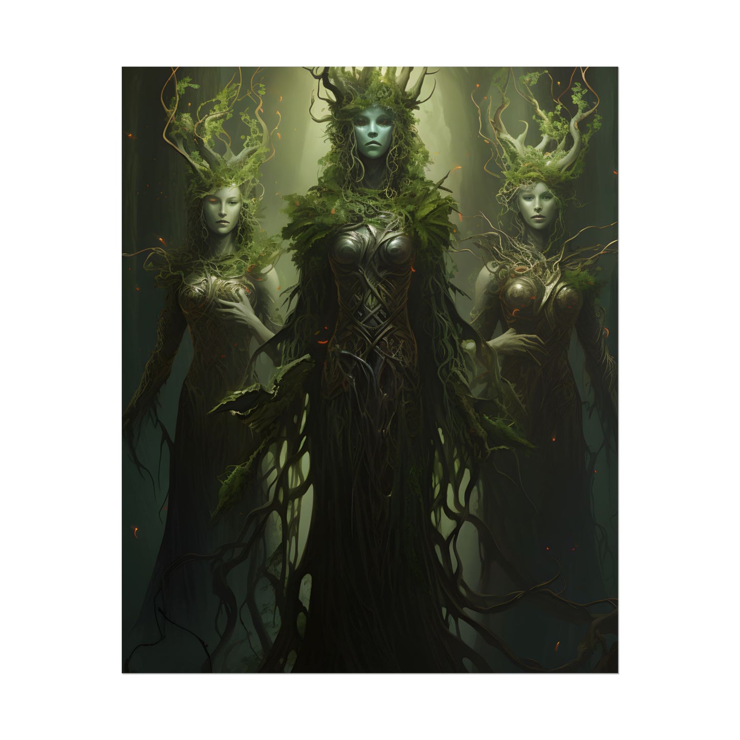 Mystical Forest Guardians: Ancient Tree Spirits Digital Art - Poster