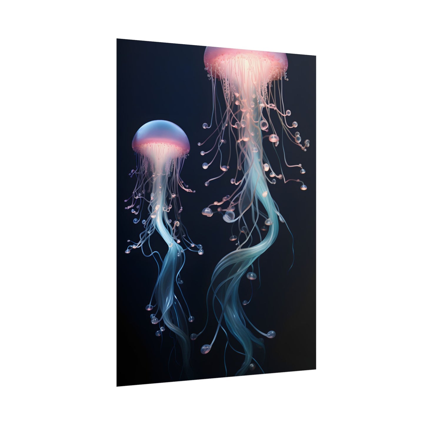 Bioluminescent Oceanic Ballet: Underwater Dancer in Motion - Poster