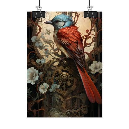 Mystical Songbird Guardian Amulet: Symbolic Artwork - Poster