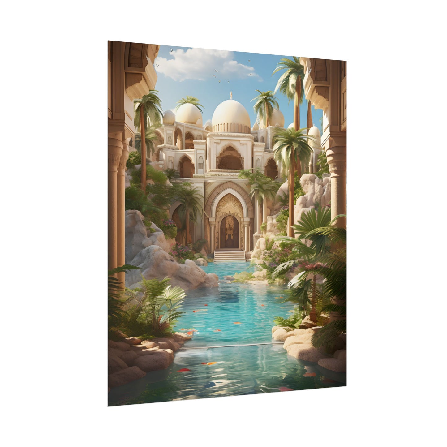 Serene Desert Oasis: Arabian Nights-Inspired Artwork - Poster