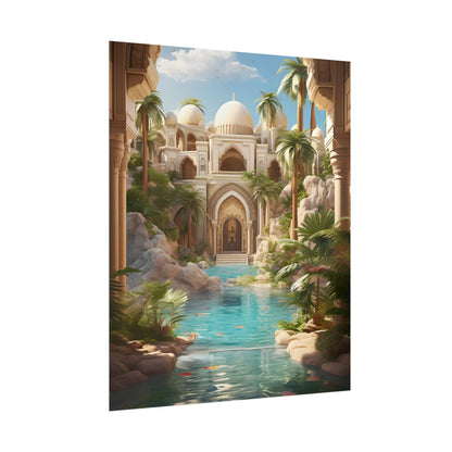 Serene Desert Oasis: Arabian Nights-Inspired Artwork - Poster