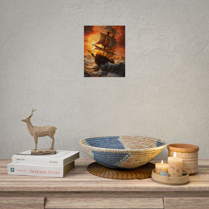Breathtaking Ship in Realistic Oil Painting: Seafaring Artwork - Poster