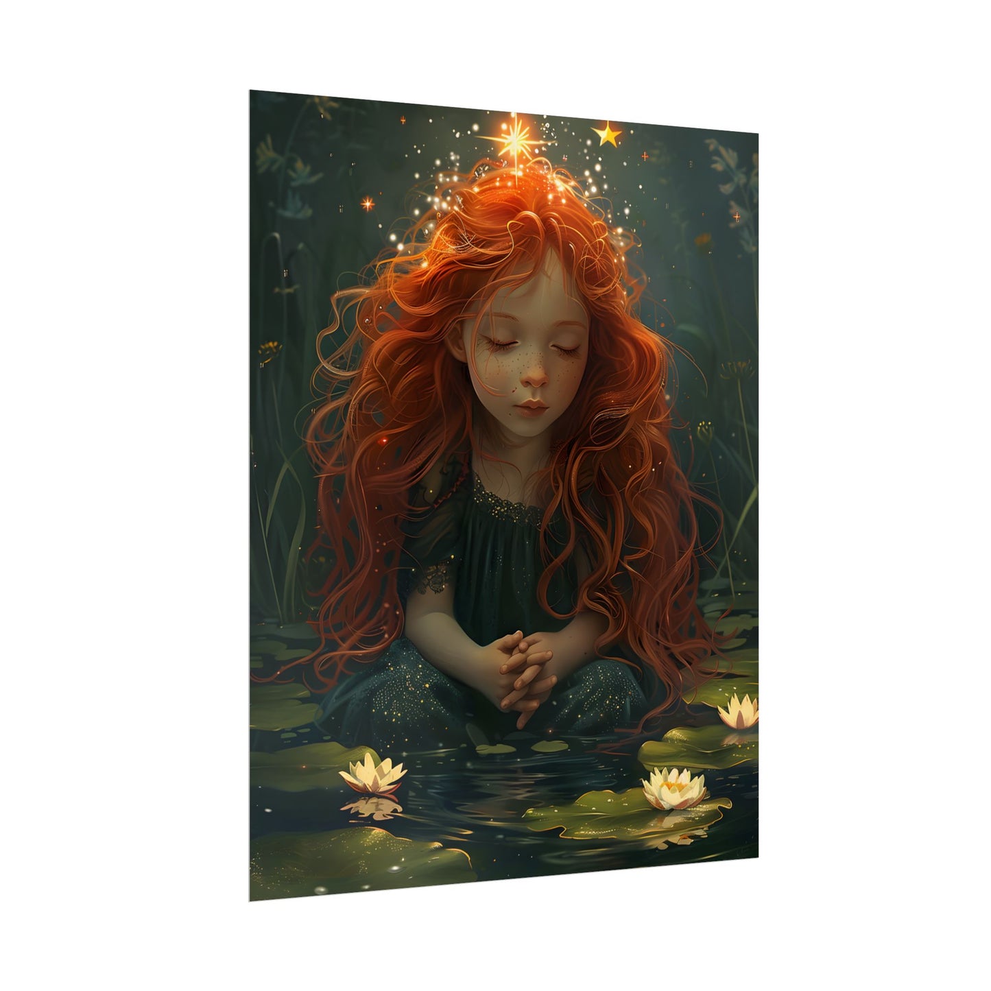 Sparkly Redhead Daydream: Young Girl Digital Art - Poster