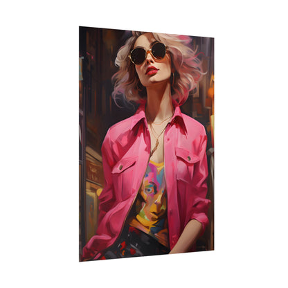 Urban Fashionista: City Chic Style Portrait - Poster