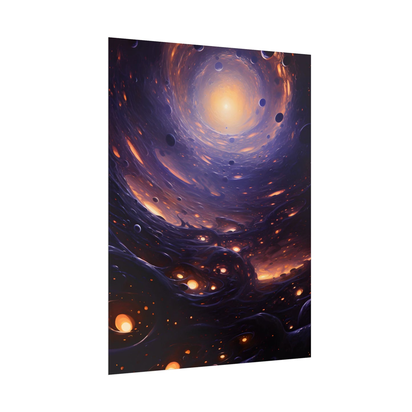 Black Hole Cosmic Encounter: Massive Planet Digital Art - Poster