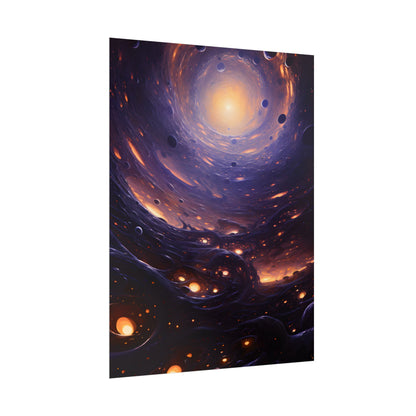 Black Hole Cosmic Encounter: Massive Planet Digital Art - Poster