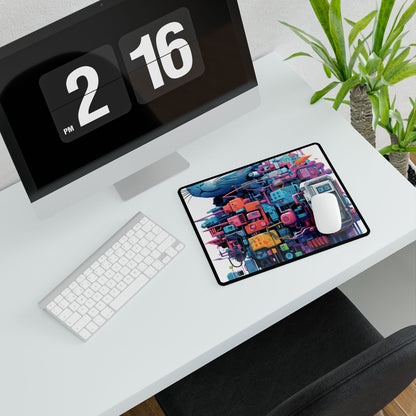 Whimsical Pixelated Cyber Pet: Retro-Style Digital Art - Desk Mat