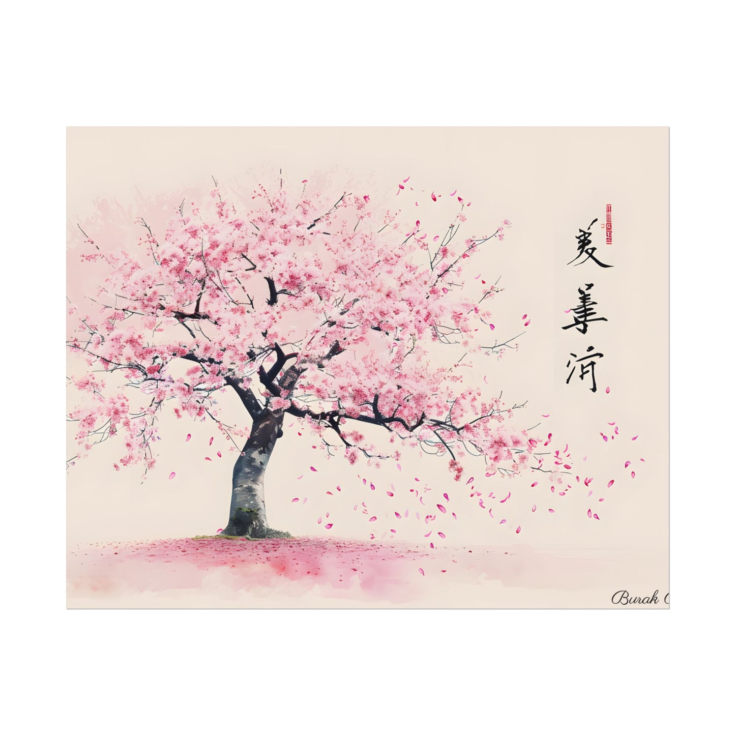 Japanese Cherry Blossom Art: Springtime Painting - Poster