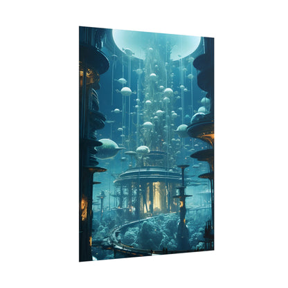 Underwater City of Tomorrow: Futuristic Urban Landscape Art - Poster