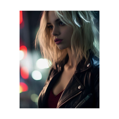 Cyberpunk Youth: Close-Up Portrait - Poster
