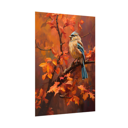 Vibrant Oak Branch: Colorful Oil Painting Artwork - Poster