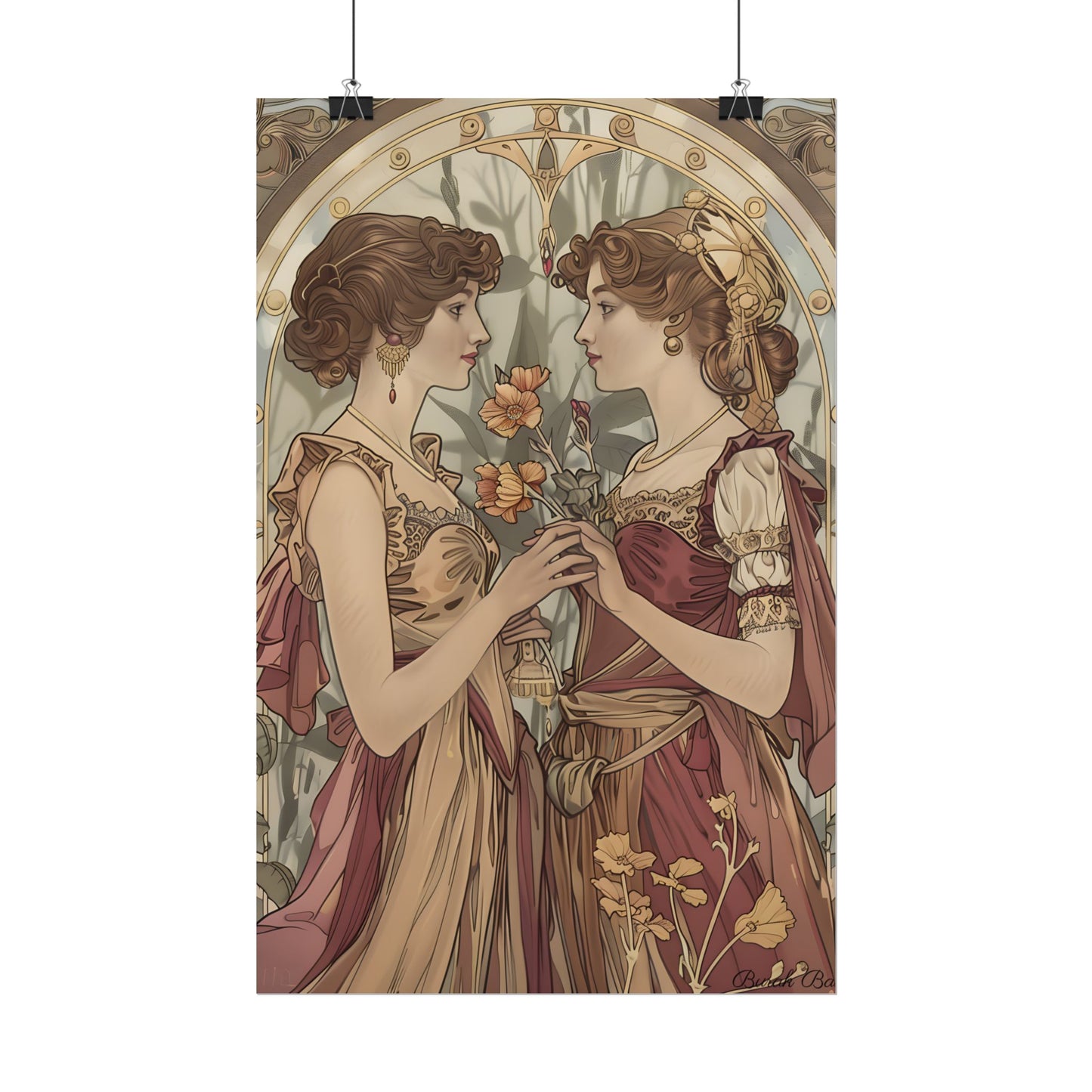 Middle Eastern Floral Beauty: Traditional Attire Digital Art - Poster