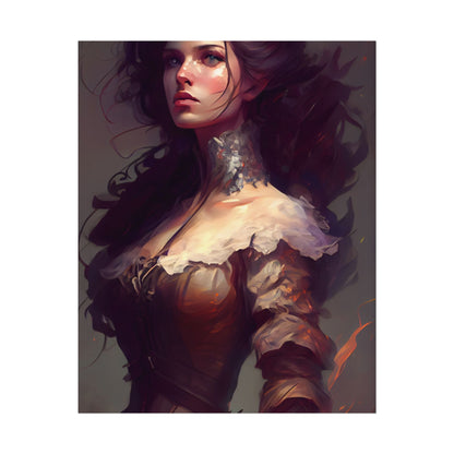 Lovely Brown Hair Portrait: Stunning Female Art - Poster