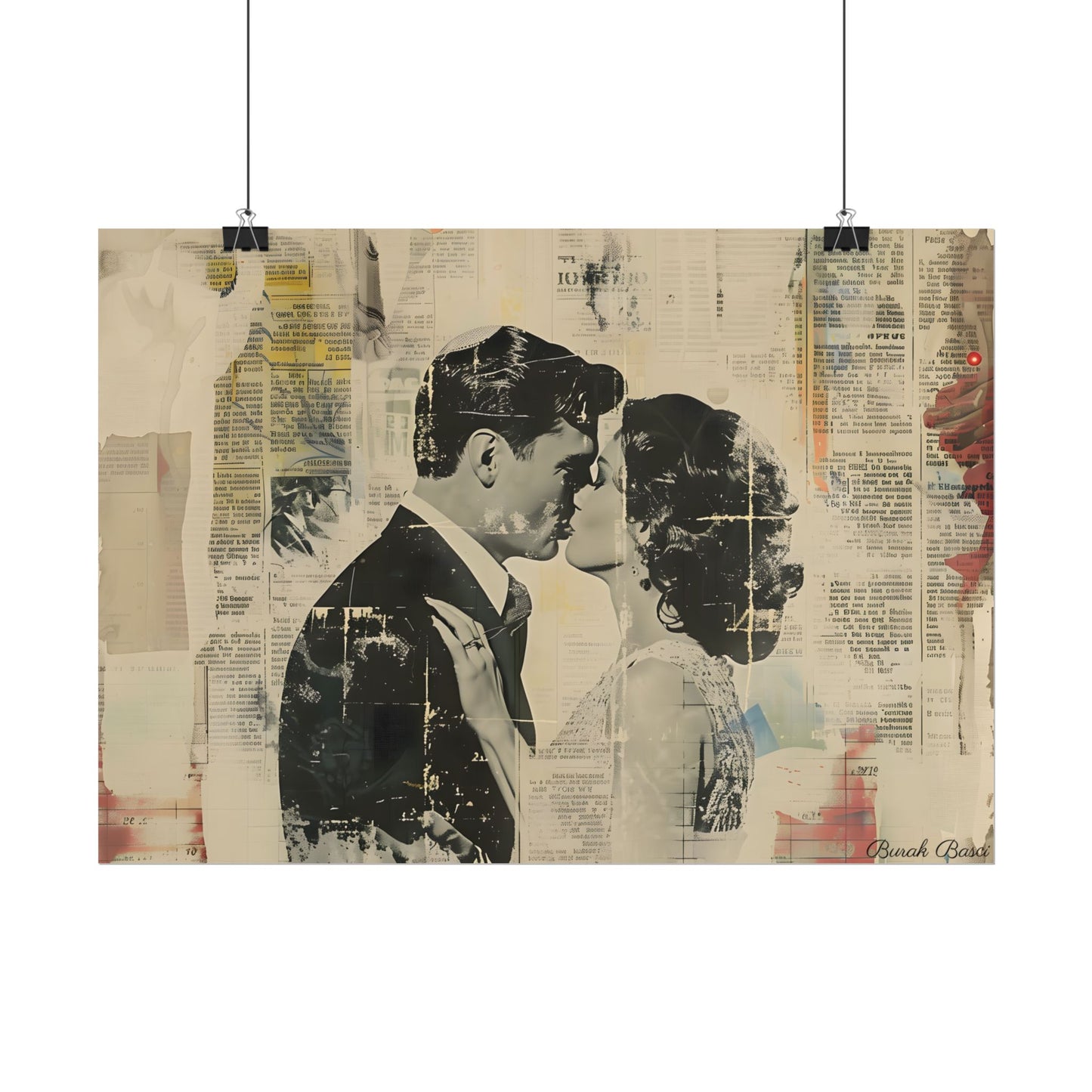Vintage Romance: Celebratory Couple Art Poster - Poster