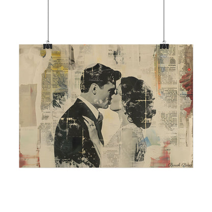Vintage Romance: Celebratory Couple Art Poster - Poster