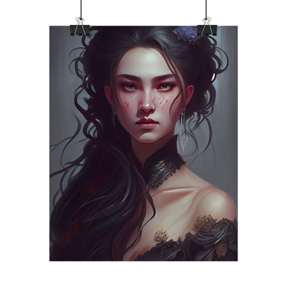 Astonishing Female Portrait: Dr. Black Hair Elegance - Poster