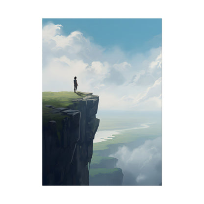 Spring Afternoon Outdoor Scene: Person Walking on Sidewalk - Poster