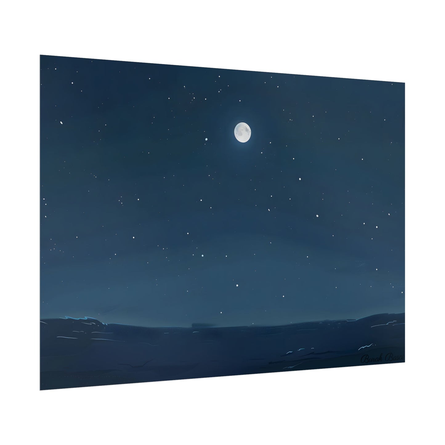 Starry Night Sky: Minimalist Beauty in Blue - Poster
