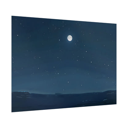 Starry Night Sky: Minimalist Beauty in Blue - Poster