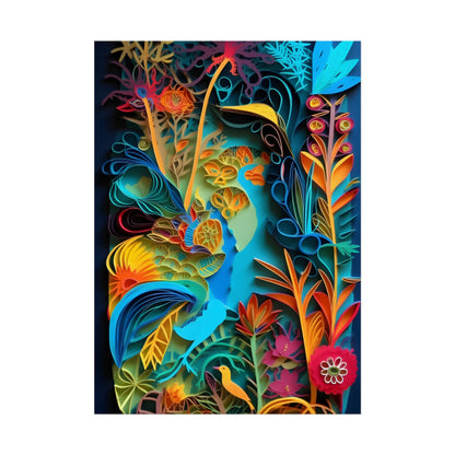 Indian Quilled Landscape: Colorful Paper Art - Poster