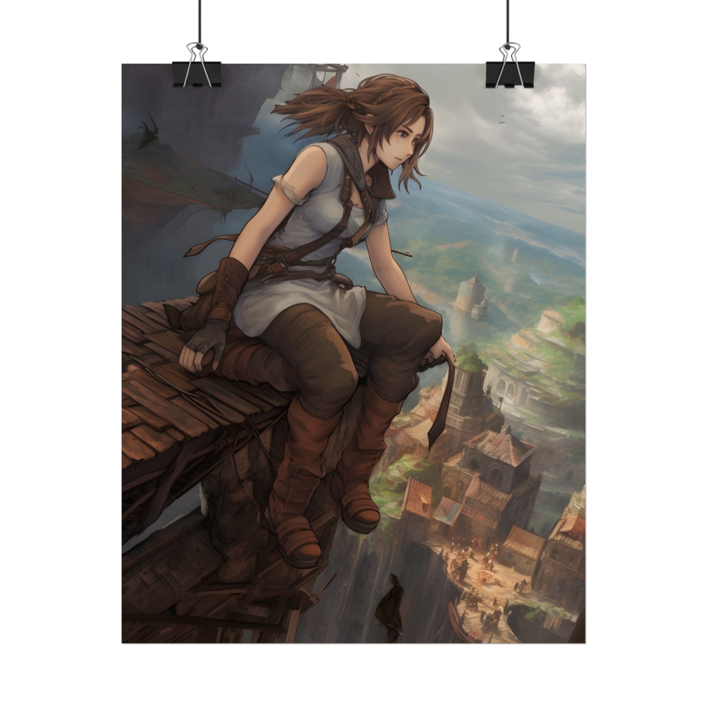 Dramatic Anime Birds Eye View: Dynamic Digital Art - Poster