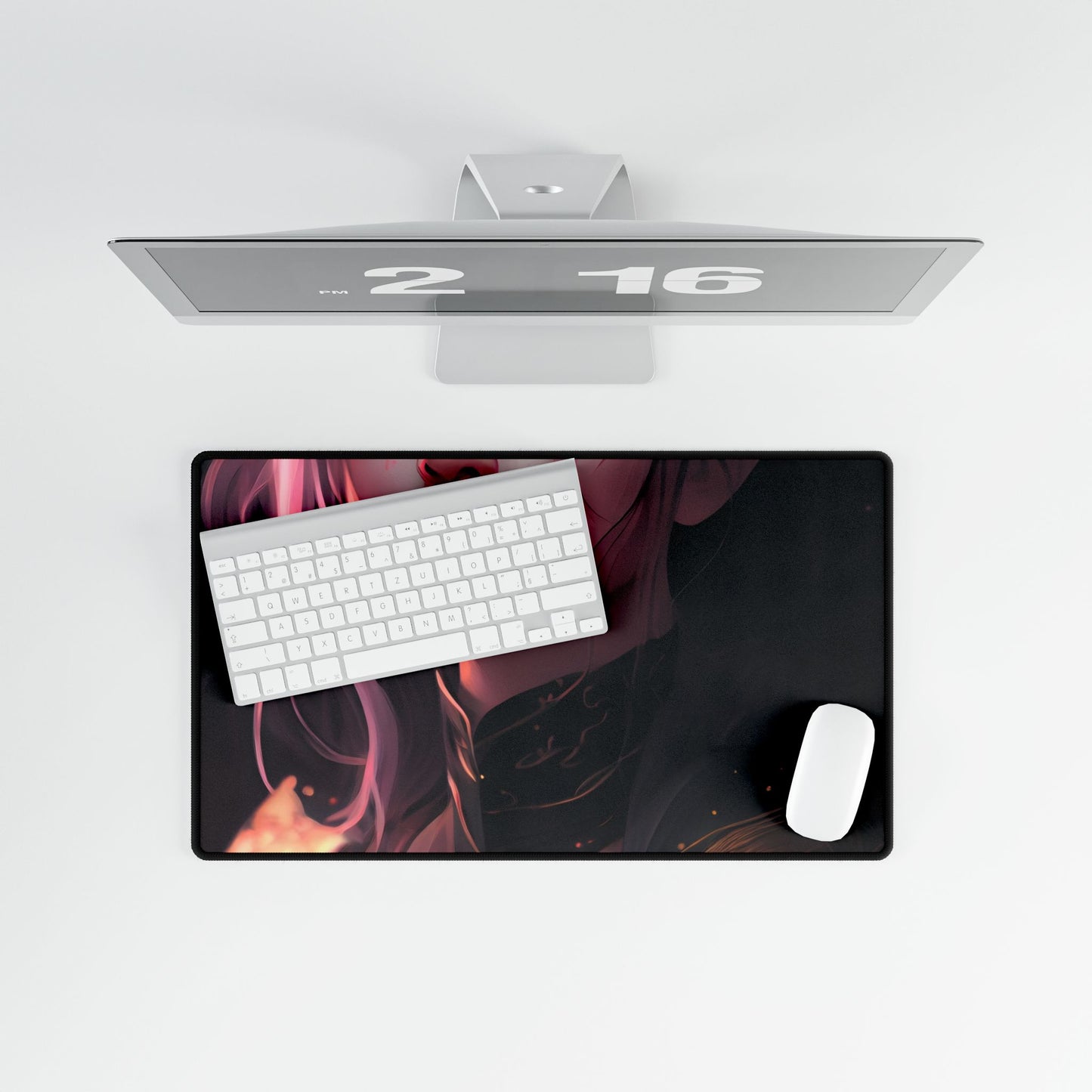 Soft Focus Portrait: Astonishing Female with Pink Hair in a Dre - Desk Mat