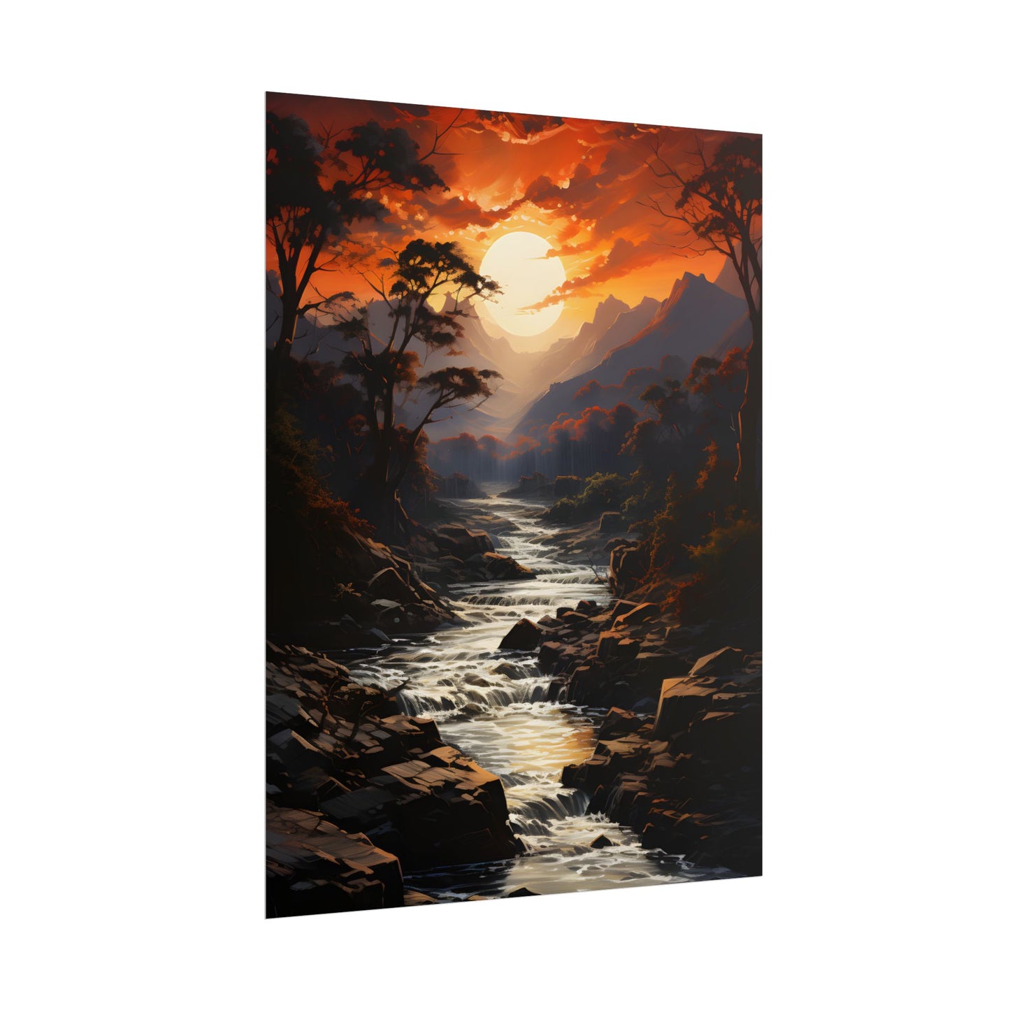 Breathtaking Waterfall: Impressionist Oil Painting in Serene Atmosphere - Poster