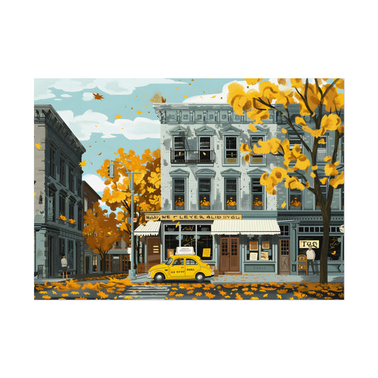Whimsical Yellow Building: Ornate Illustration Artwork - Poster