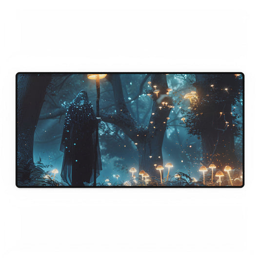 Whispers of Ancient Magic in a Moonlit Mystical Forest - Desk Mat