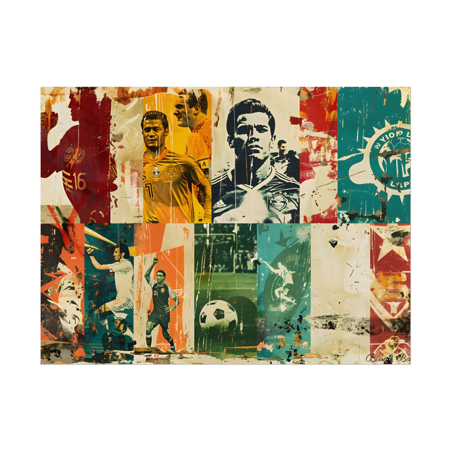 Vintage Soccer Posters: Retro Sports Art Collage - Poster