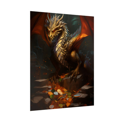 Ancient Fantasy Dragon Guard: Majestic Creature Art - Poster