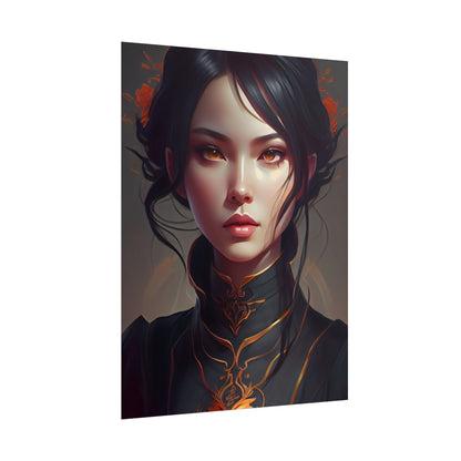 Realistic Female Portrait in Elegant Dress - Poster