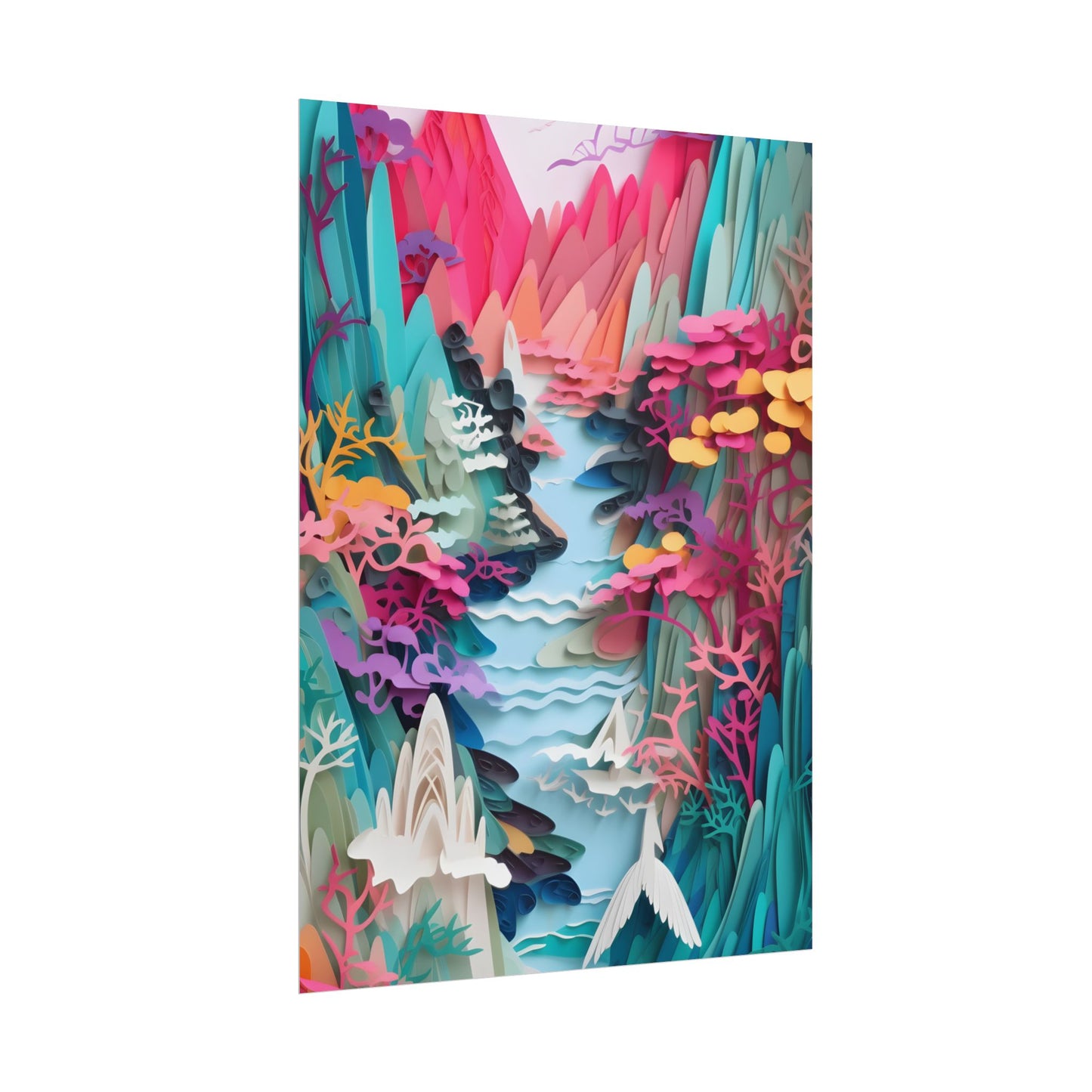 Japanese Paper Quilling Craft: Vibrant Landscape Art - Poster