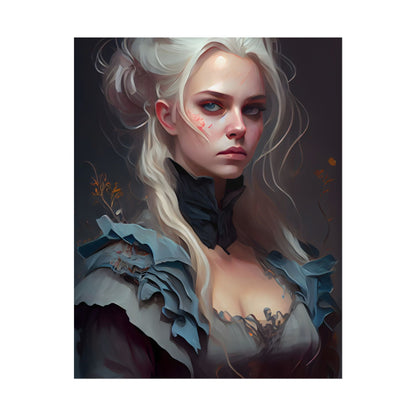Blonde Profile Portrait: Simple Daylight Dress Art - Poster