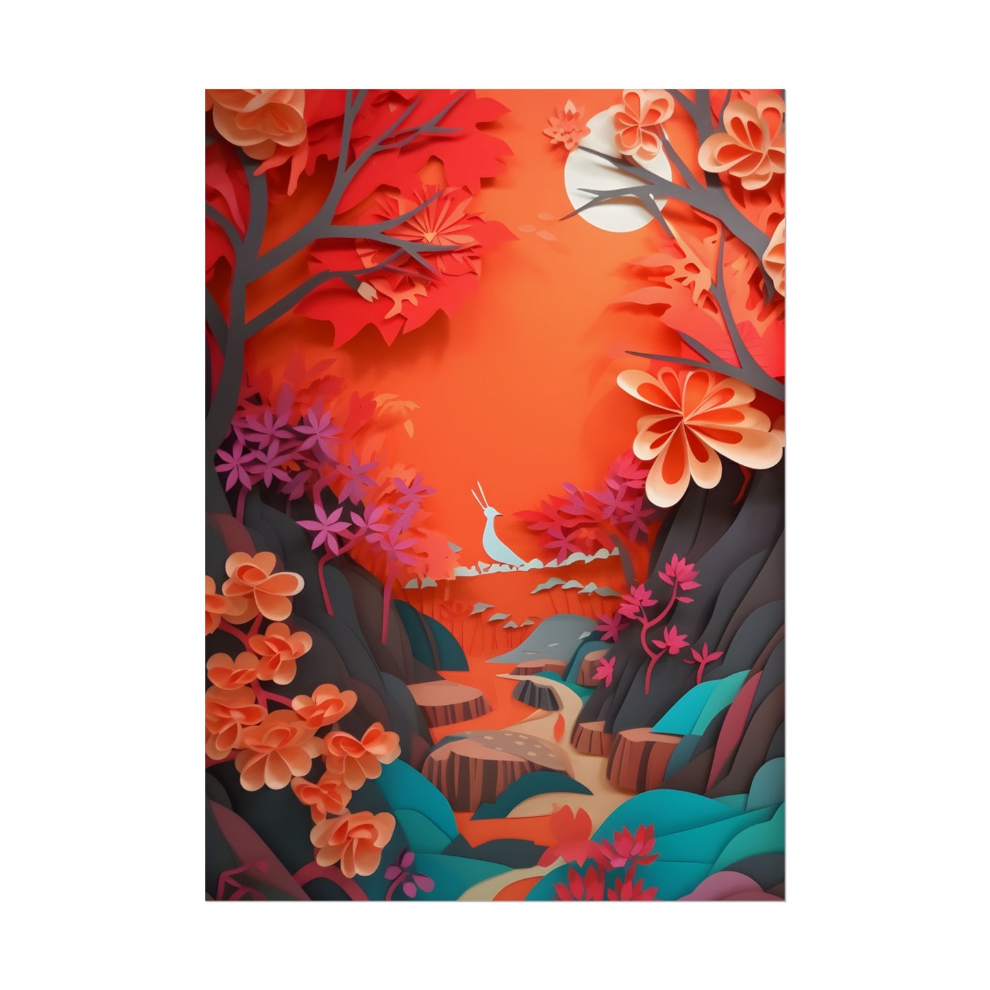 Vibrant European Landscape: Colorful Paper Quilling Art - Poster