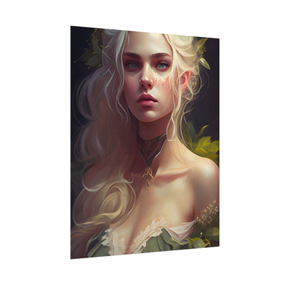 Detailed Blonde Female Portrait: Red Top Artwork - Poster