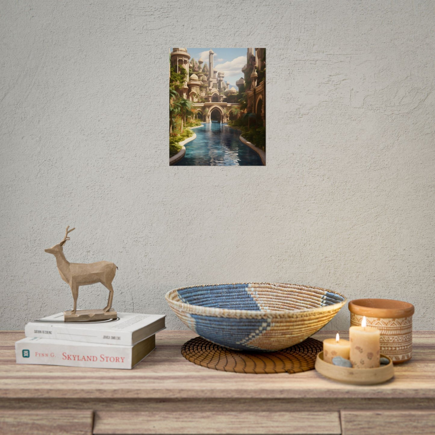 Mythical Oasis: Tranquil Desert Landscape - Poster