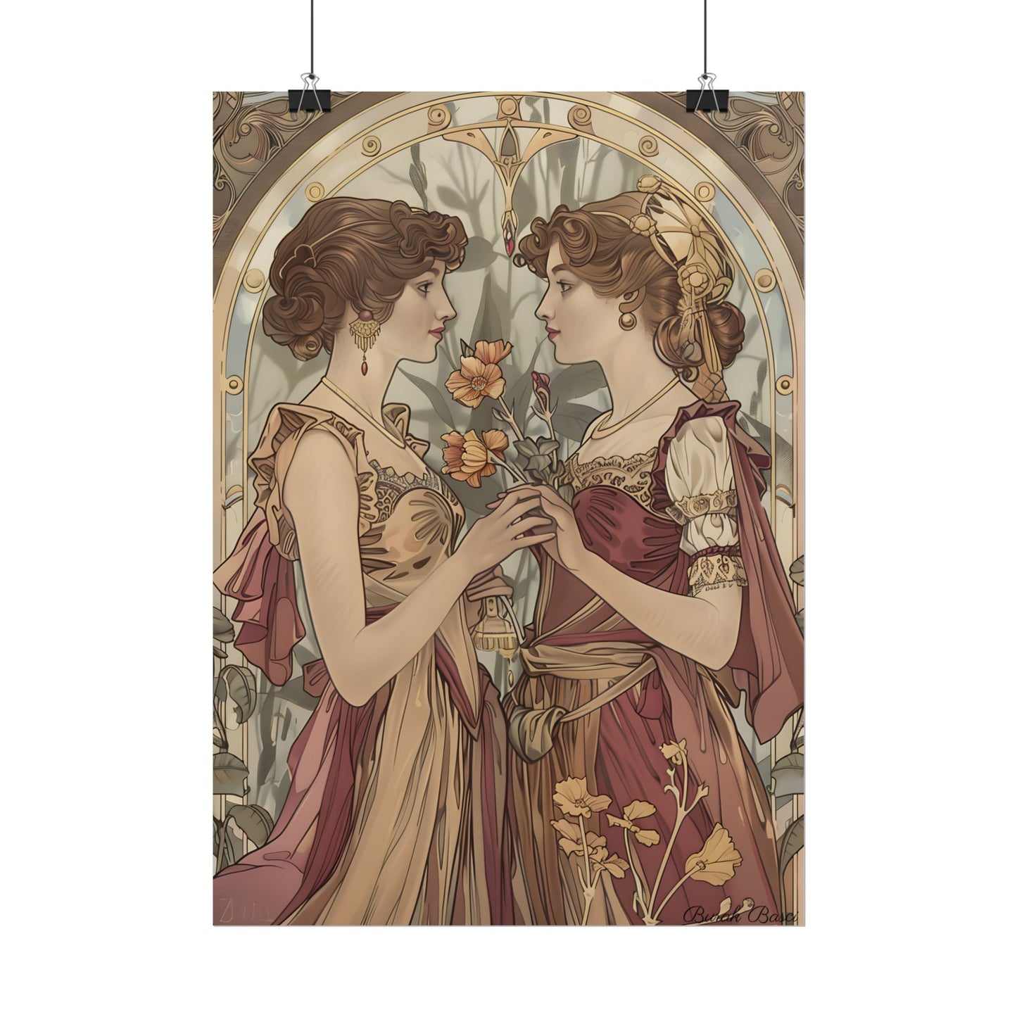 Middle Eastern Floral Beauty: Traditional Attire Digital Art - Poster