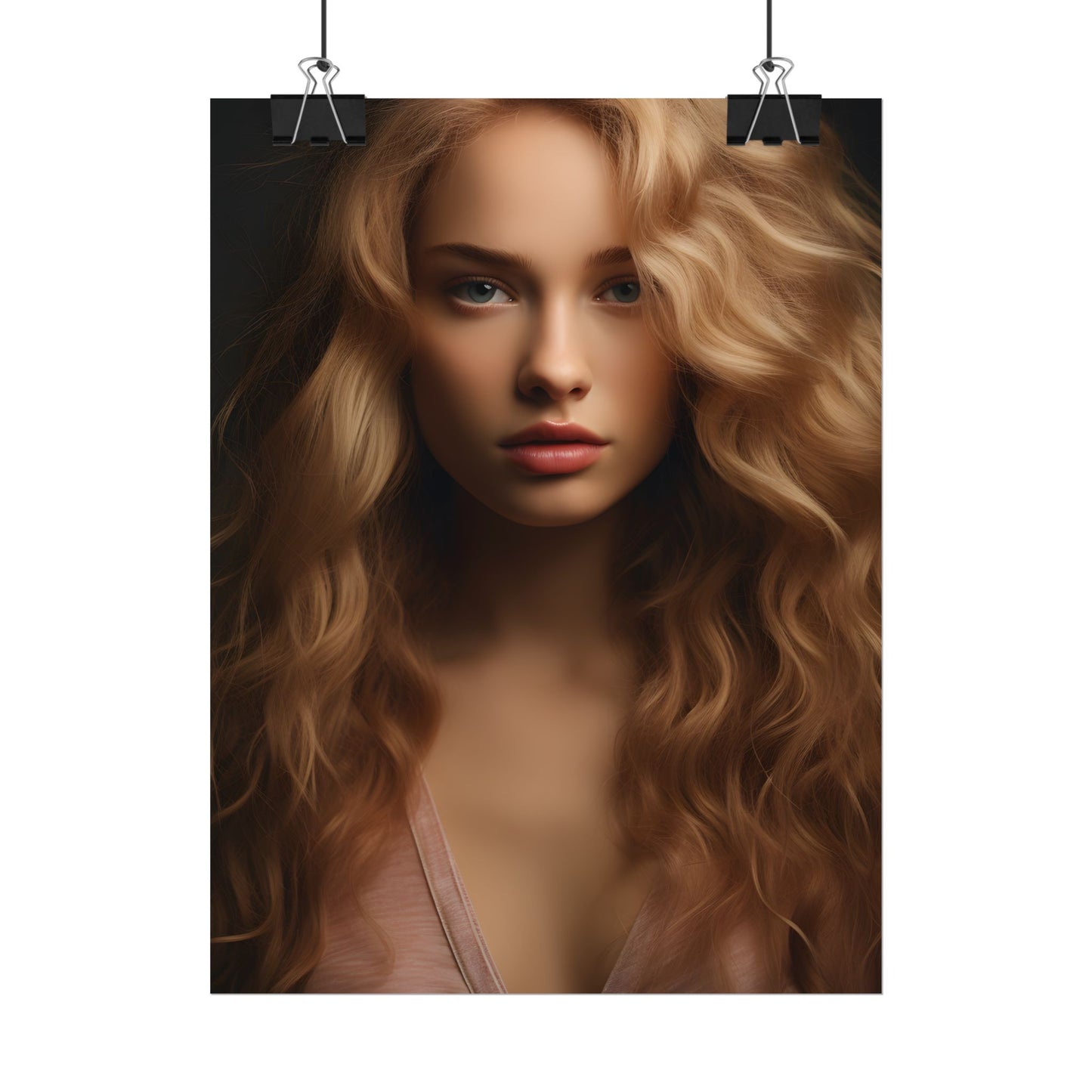 Modern Blonde Woman: Minimalist Style Portrait - Poster