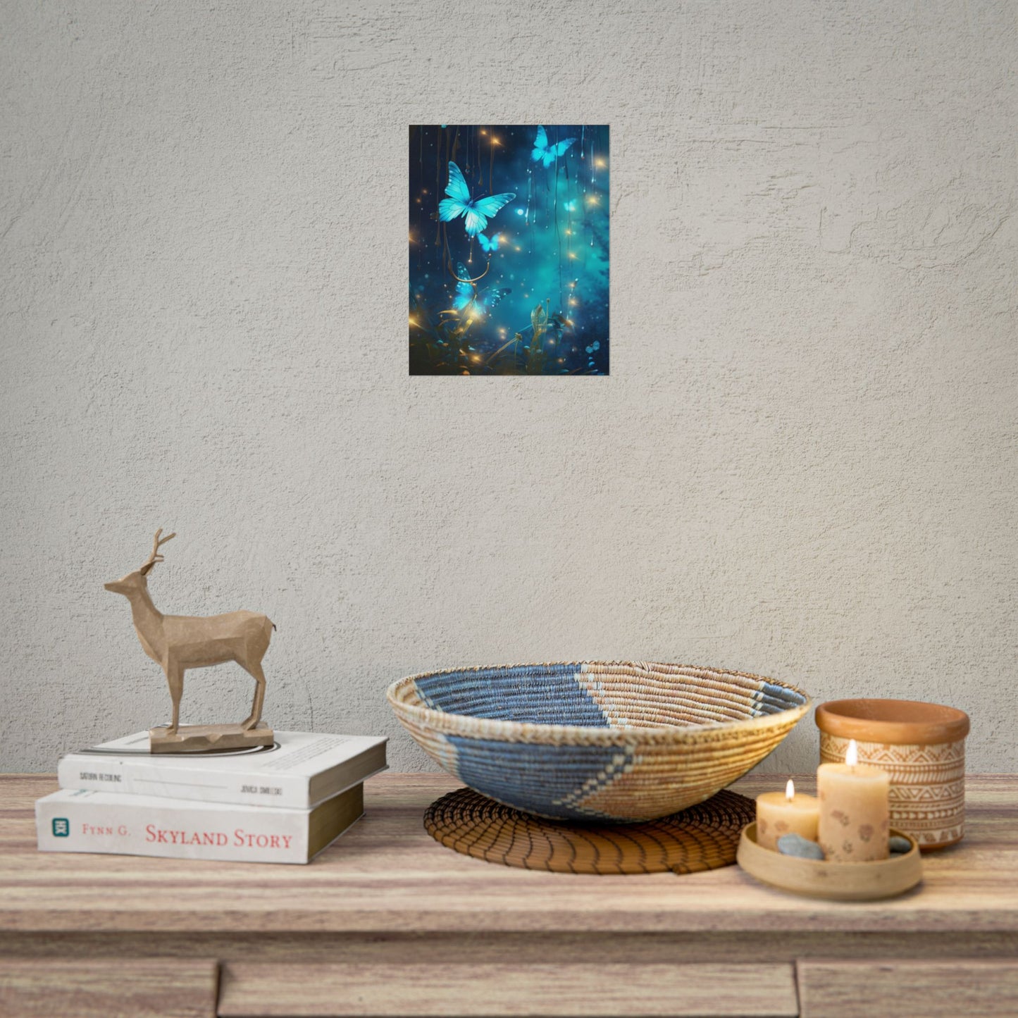 Fantasy Night Forest: Bokeh Glow Digital Artwork - Poster