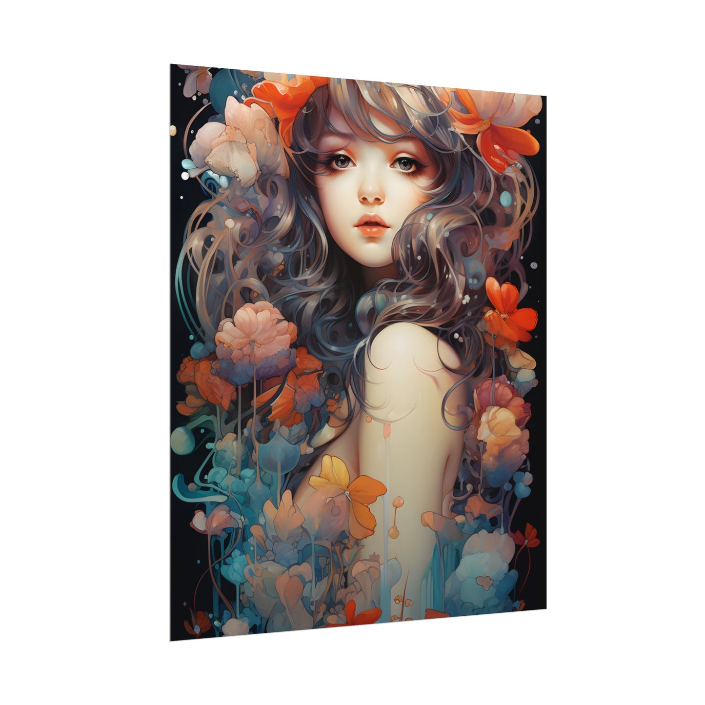 Peaceful River Garden: A Tranquil Landscape with Roses - Poster