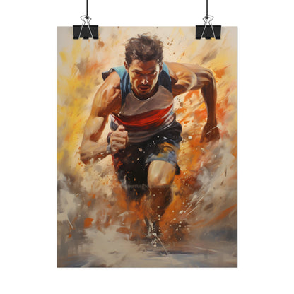 Passionate Athlete in Motion: Determined Sports Art - Poster