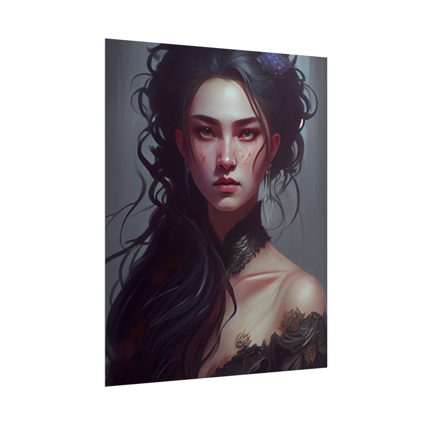 Astonishing Female Portrait: Dr. Black Hair Elegance - Poster